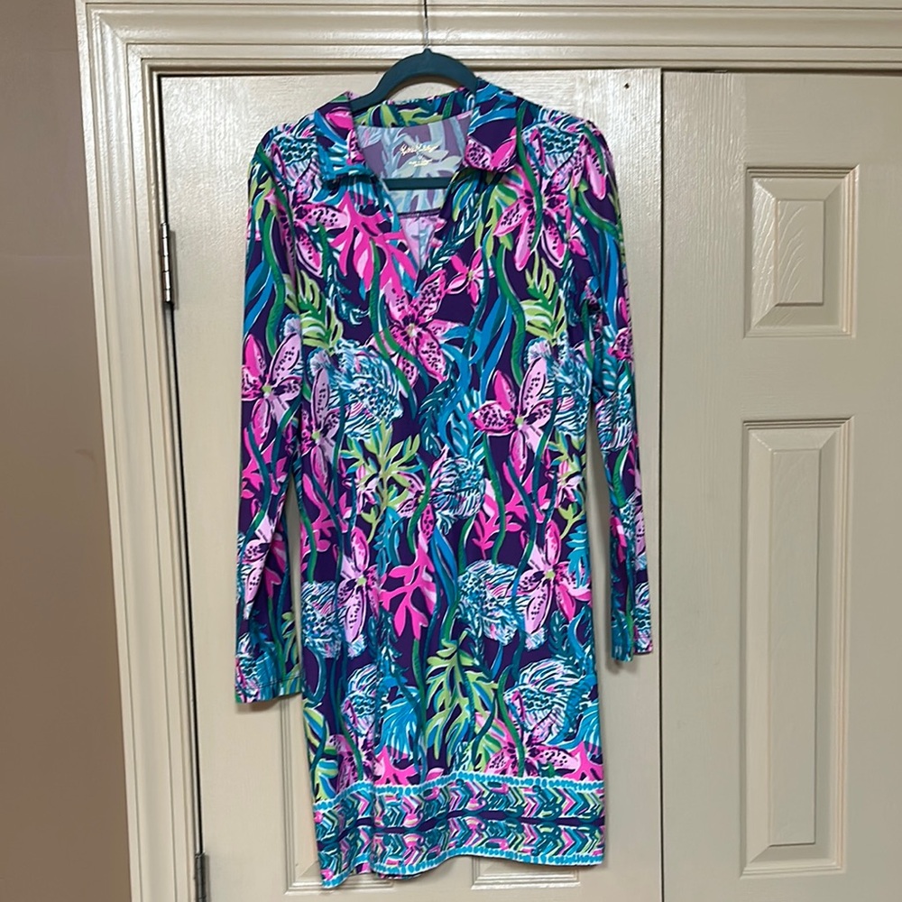 Lilly Pulitzer Blue and Pink Long Sleeve Sundress